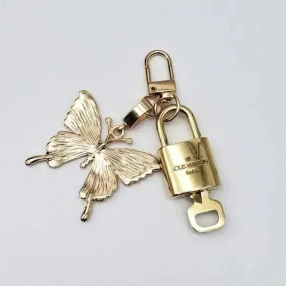 Louis Vuitton Gold Lock 🔒 Authentic LV Key + Unbranded Butterfly Bag Charm